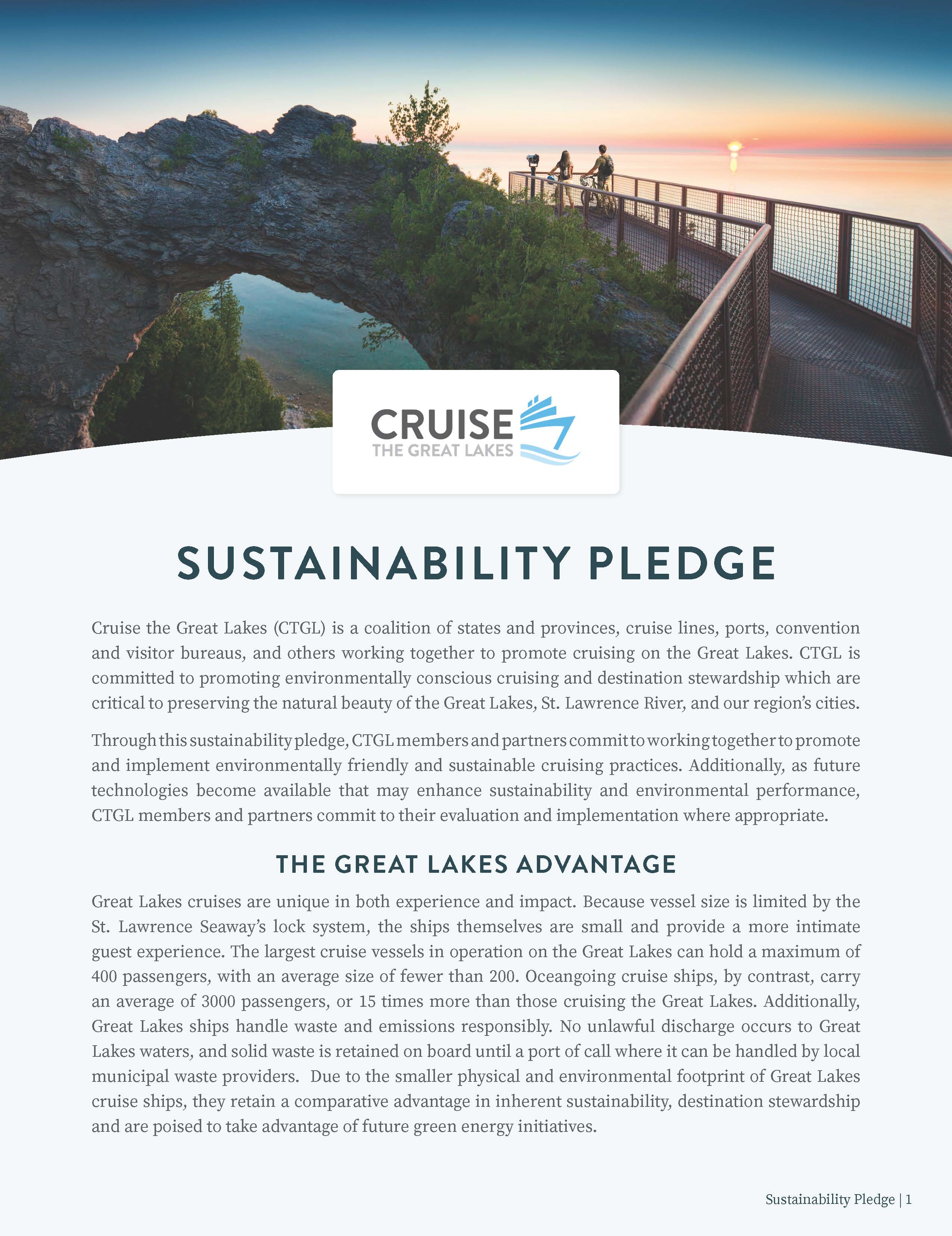 Cruise the Great Lakes Announces Sustainability Pledge